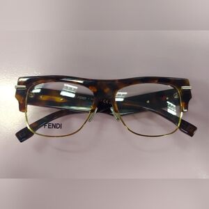 Fendi Tortoiseshell and Gold Eyeglass Frames